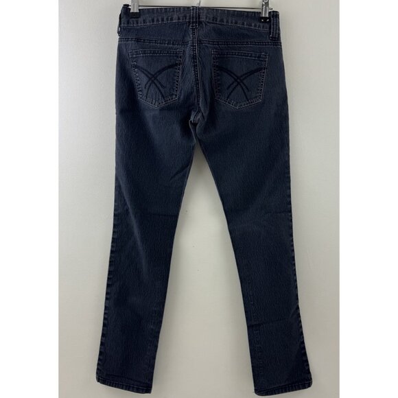 FOREVER 21 Women's Black Wash Low Rise Jeans Size 25 Straight Leg Stretch - Picture 2 of 11